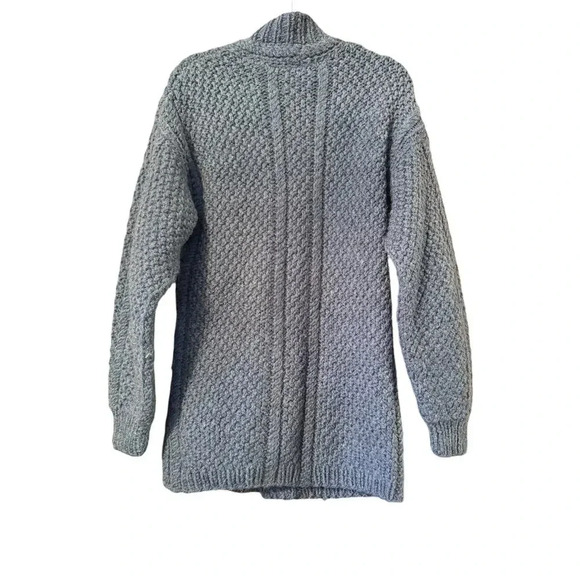 Hand Made 100% Wool fishermans cardigan sweater Art to wear M - Picture 2 of 7